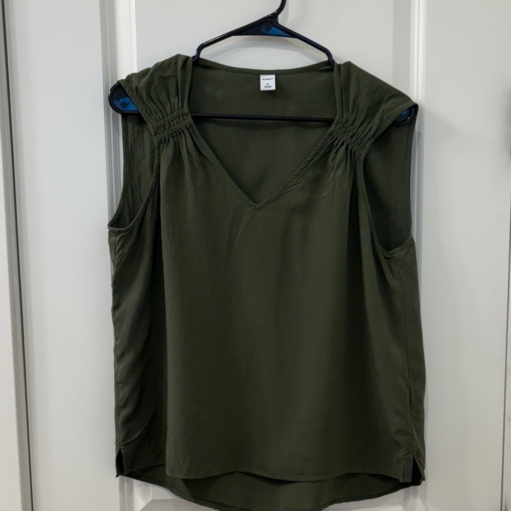Old Navy Dark Green V-Neck Blouse